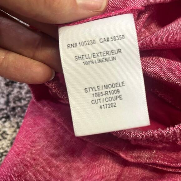 Joie Belted Linen Romper Toinette Pink Cutout Back Pockets Chambray Shorts S - Picture 13 of 15